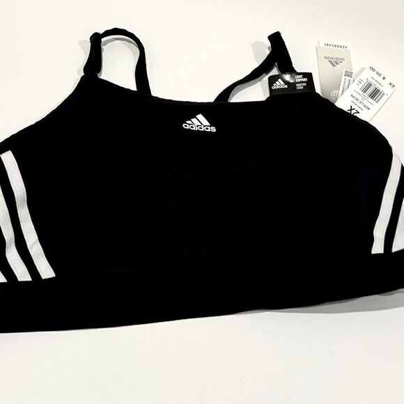 Adidas Womens Light Support 3 Stripe Sports Bra Size  Color Black/ White, bra - Picture 9 of 12